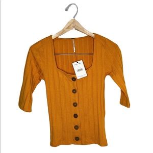 Free People Central Park Top Gold XS NWT $58